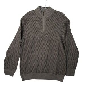 Joseph Abboud Mens XXL Gray Quarter Zip Pullover Sweater Wool Blend Diamond Knit